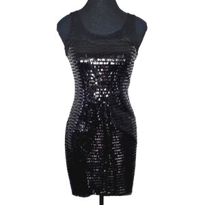Bodycon Black Party Sequin Dress, XS